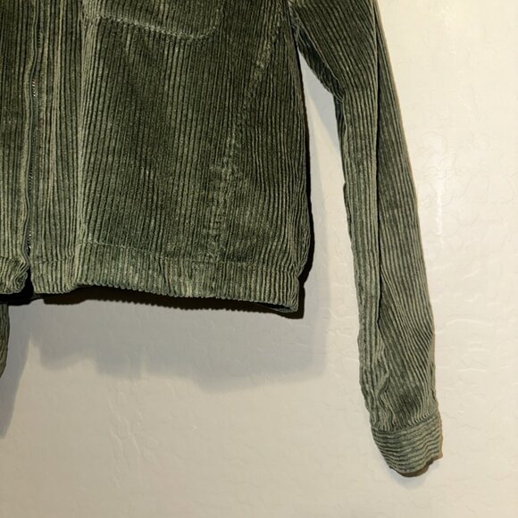 VTG‎ Y2K Green corduroy zip up jacket 90’s 2000’s Grunge Cropped Kurt Cobain L - Picture 6 of 11